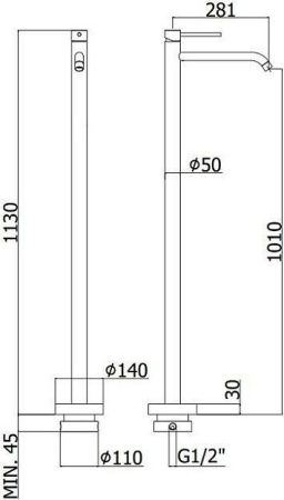 Смеситель Paffoni Light LIG031CR напольный хром