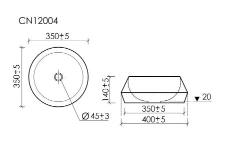 Раковина из сантехнического фарфора Ceramica Nova MAYA CN12004MW 40х40 накладная цвет белый без отверстий под смеситель