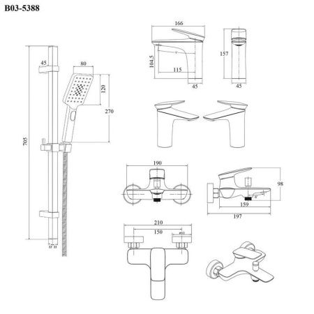 Душевая стойка Bond Cube B03-5388 настенная цвет черный