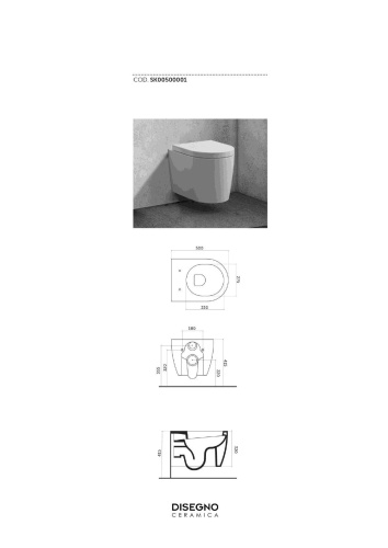 Унитаз Disegno Ceramica Skip SK005RIM54 подвесной - фото 2