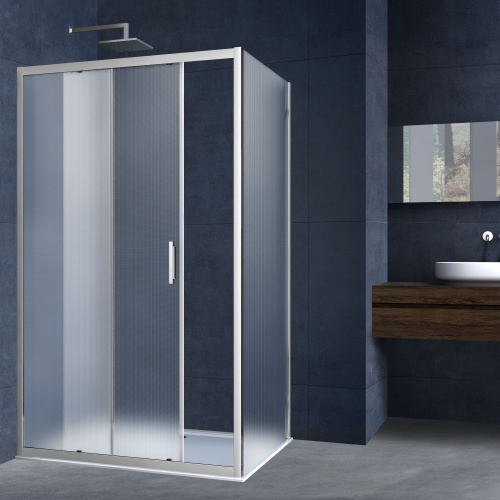 Душевой уголок Vincea Alpha VSR-3AL9015MT 150х90 стекло текстурное профиль хром глянцевый