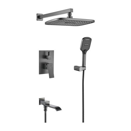 Душевая система Shevanik S4035T встраиваемая в стену цвет оружейная сталь