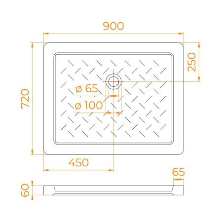 Душевой поддон керамический RGW CER 19170379-01 90х70 белый