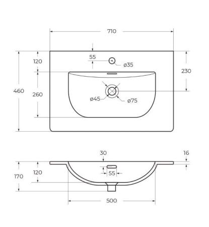 Раковина керамическая BelBagno Uno BB-8099-70 70х50 накладная цвет белый 1 отверстие под смеситель