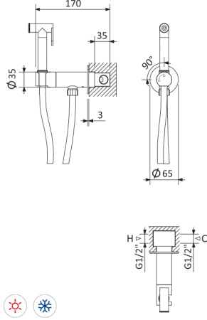 Гигиенический душ Cezares LEAF LEAF-DIF-SS бронза