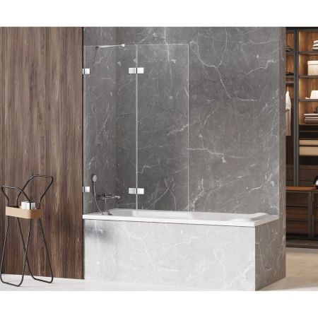 Душевая шторка на ванну New Trendy AVEXA EXK-1962 140х150 стекло прозрачное профиль хром ориентация левая