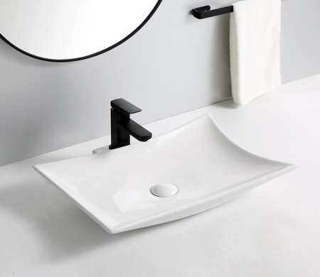 Раковина из санфаянса CeramaLux 9176 57х43 накладная цвет белый 1 отверстие под смеситель