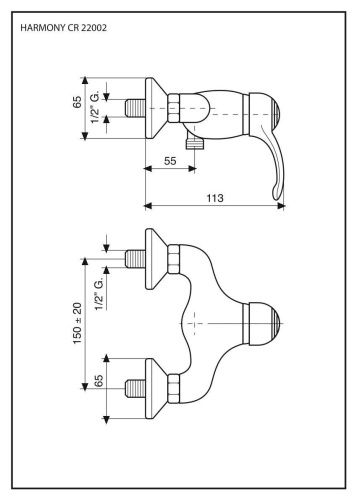 Смеситель Emmevi Harmony 22002/CO настенный хром - фото 2
