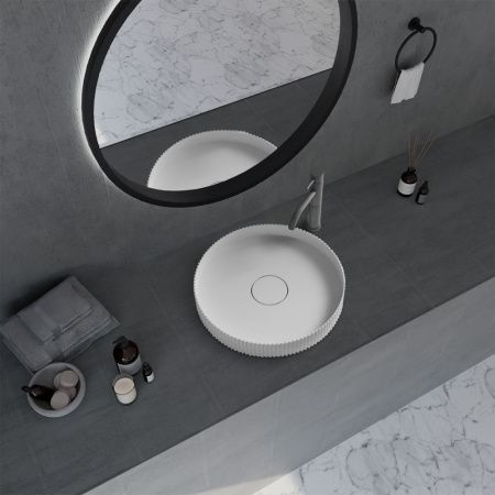 Раковина из искусственного камня Abber STEIN AS2604 40х40 накладная цвет белый без отверстий под смеситель