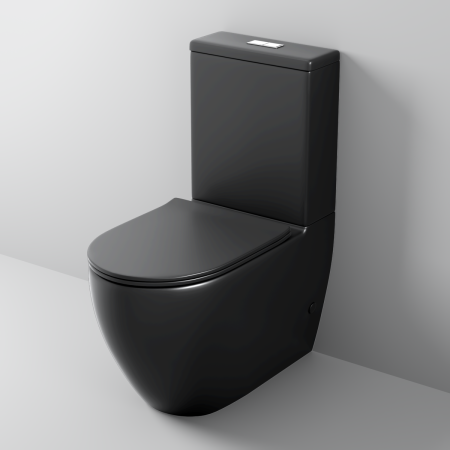 Унитаз напольный с бачком Grossman Торнадо GR-4446BMSQ черный с сиденьем безободковый смыв торнадо