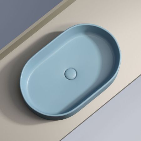 Раковина из сантехнического фарфора Ceramica Nova ELEMENT CN6048ML 60х40 накладная цвет синий без отверстий под смеситель
