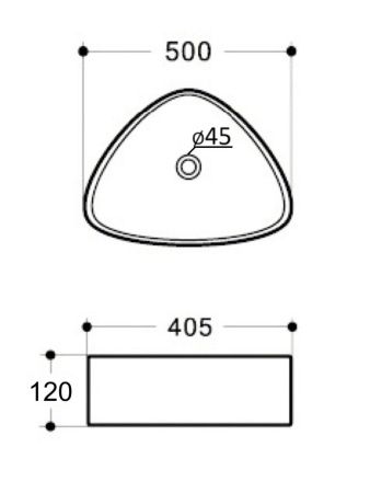 Раковина из сантехнического фарфора Orange B07-500W 50х40 накладная цвет белый