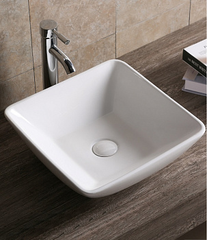 Раковина из сантехнического фарфора Cerutti SPA CR7034D 42х42 накладная цвет белый без отверстий под смеситель