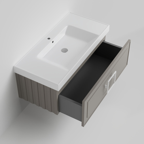 Тумба с раковиной La Fenice CUBO NFNC-01-CUB-C-100-2-100 101х36х49 подвесная цвет бежевый - фото 2