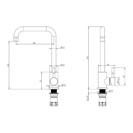 Смеситель для кухни Knotlor STREAMLINE SS-01/1 на мойку нержавеющая сталь