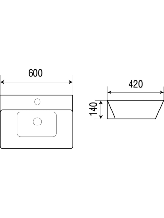 Раковина из сантехнического фаянса WeltWasser WW SK 10000003835 60х40 подвесная цвет белый 1 отверстие под смеситель