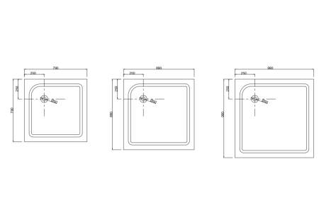 Душевой поддон акриловый Taliente PTA-09092 90х90 белый с каркасом