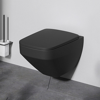 Унитаз подвесной Am.Pm Inspire V2.0 C50A1700MBSC черный матовый с сиденьем микролифт безободковый каскадный смыв