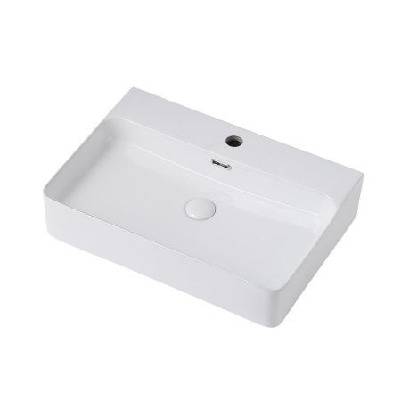 Раковина керамическая Abber RECHTECK AC2201 60х40 накладная цвет белый 1 отверстие под смеситель