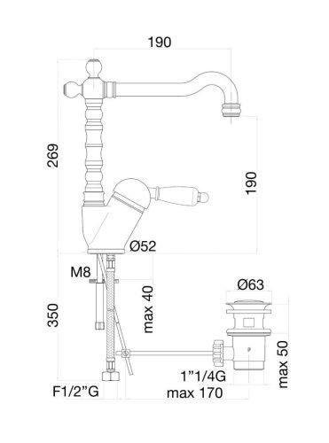 Смеситель Fiore 89OO2245 на раковину золото - фото 3