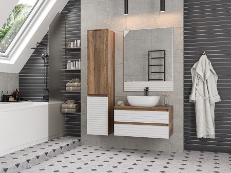 Шкаф-пенал Brevita Dakota DAK-050350-19/01Л 40х170 подвесной цвет белый/коричневый