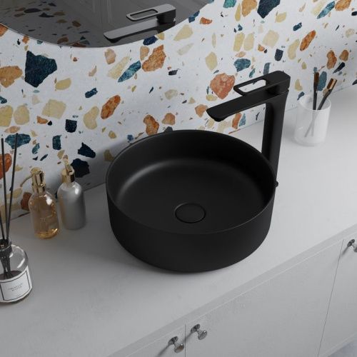 Раковина керамическая IDDIS Ray RAYBM03i27 36х36 накладная цвет черный без отверстий под смеситель - фото 4