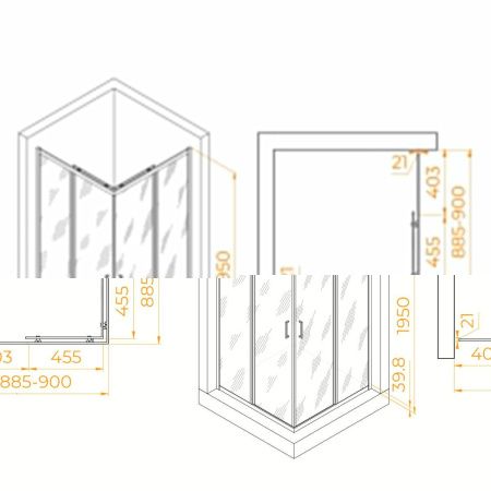 Душевой уголок RGW Passage 3508103099-21 90х90 стекло матовое профиль хром без поддона