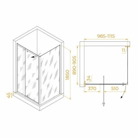 Душевой уголок RGW Passage 41084409-014 100х90 стекло прозрачное профиль черный без поддона