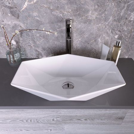 Раковина из сантехнического фаянса Grossman GR-3030 60х40 накладная цвет белый без отверстий под смеситель