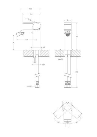 Смеситель Cezares PORTA PORTA-BS1-01-W0 на биде хром