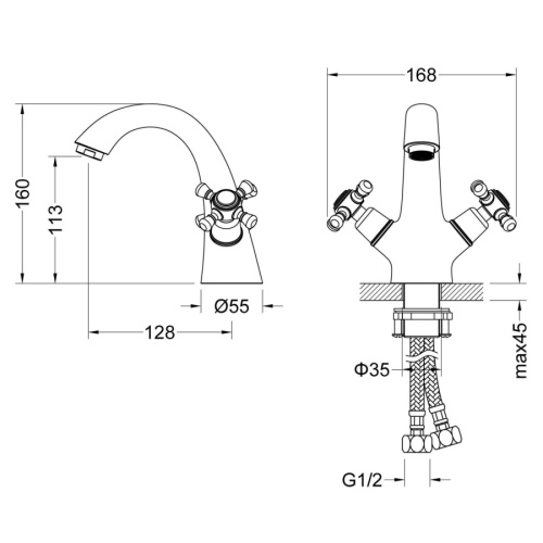 Смеситель Timo Nelson 1911/03F на раковину черный матовый без термостата - фото 2