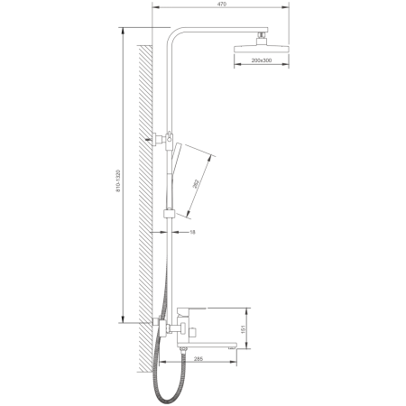 Душевая стойка Belz B817 B24817-1 настенная цвет серый