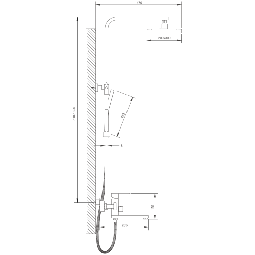 Душевая стойка BELZ B817 B24817-7 настенная цвет черный - фото 2
