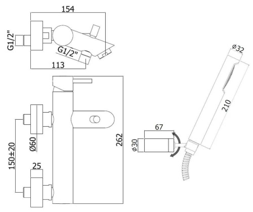 Смеситель для ванны с душем Paffoni Light LIG023HGSP настенный золото - фото 3