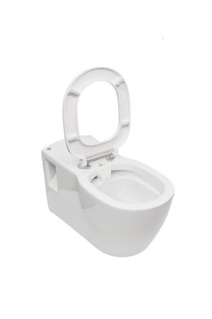 Унитаз для инвалидов подвесной Dstrana AID 4623-А белый с сиденьем безободковый каскадный смыв