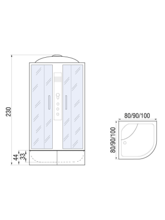 Душевая кабина River DUNAY 10000006202 80х80 четверть круга с крышей ориентация универсальная