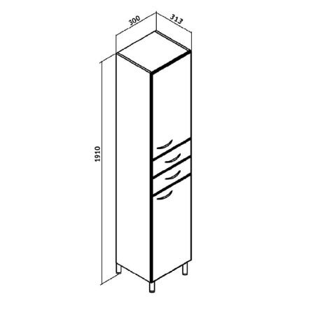 Шкаф-пенал RUNO ЭКОНОМ 00000000125 30х31х191 напольный цвет белый