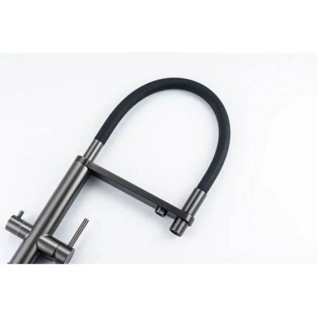 Смеситель для кухни Knotlor Infinity SS-15/GM на мойку вороненая сталь