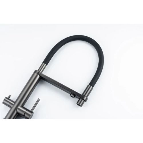 Смеситель для кухни Knotlor Infinity SS-15/GM на мойку вороненая сталь - фото 5