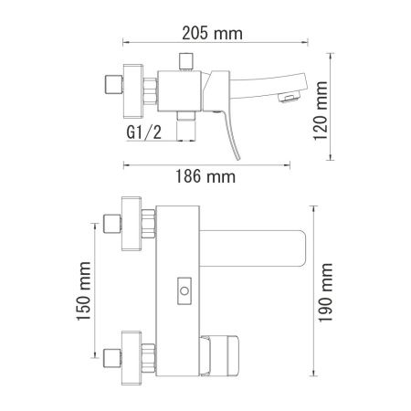 Смеситель для ванны Wasserkraft Exter 1600 1601 настенный бронза
