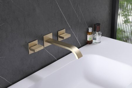 Смеситель ABBER Wasserfall AF8612G встраиваемый в стену золото матовое без термостата