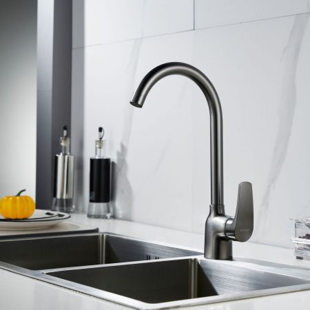 Смеситель для кухни Shevanik S5053T на мойку оружейная сталь