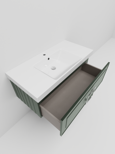 Тумба с раковиной La Fenice CUBO NFNC-01-CUB-G-100-1-100 101х36х49 подвесная цвет серо-зеленый - фото 5