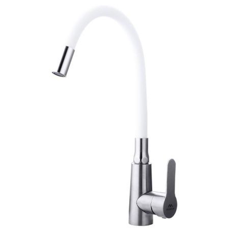 Смеситель для кухни Fashun A54301-8 на мойку белый/сатин