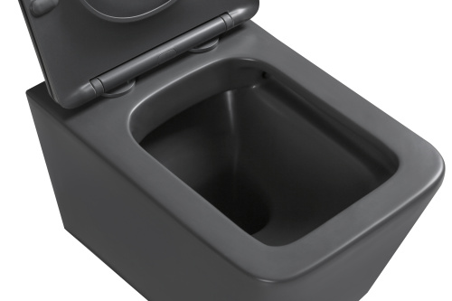 Унитаз подвесной SantiLine SL-5007DG цвет темно-серый матовый с сиденьем микролифт безободковый смыв воронка-водоворот - фото 2