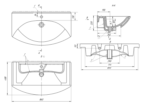 Раковина мебельная керамическая Dreja Laguna 85 191676 86х49 накладная цвет белый - фото 4