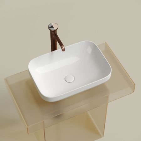 Раковина из сантехнического фарфора Ceramica Nova ELEMENT CN6055 50х40 накладная цвет белый без отверстий под смеситель