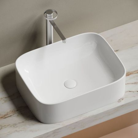 Раковина из сантехнического фарфора Ceramica Nova ELEMENT CN6052 50х40 накладная цвет белый без отверстий под смеситель