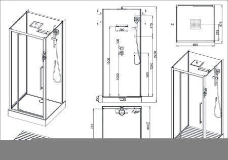 Душевая кабина Acquazzone Nikita 90SL 90х90 квадратная с крышей ориентация универсальная