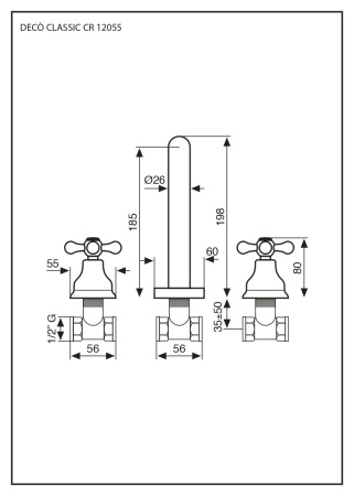 Смеситель для кухни Emmevi Deco Classic 12055/BC на столешницу белый/хром